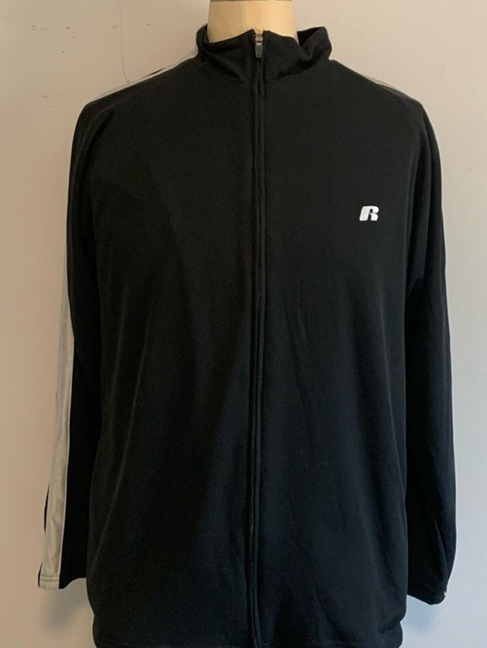 Vintage Russell Athletic Zip-Up Sweater Sweatshirt Jacket Men’s Large Black